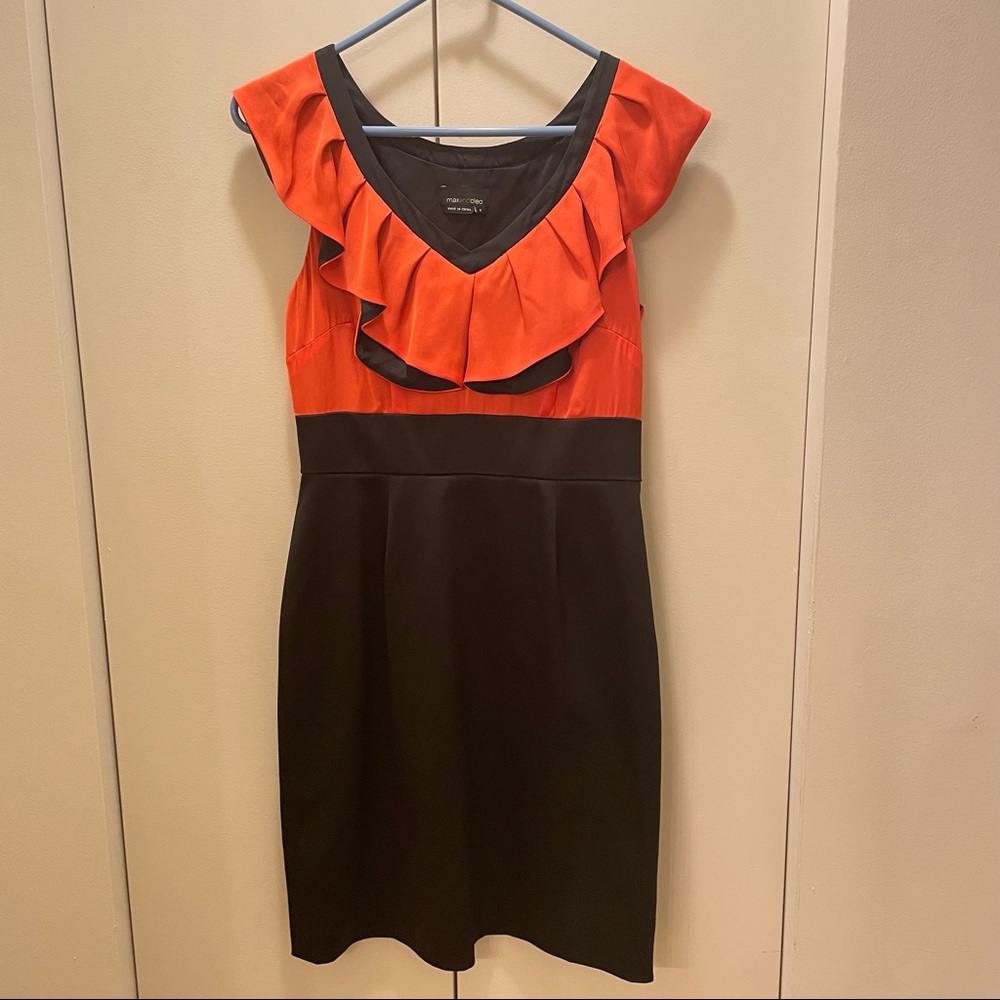 Coral and black sheath dress, size 6